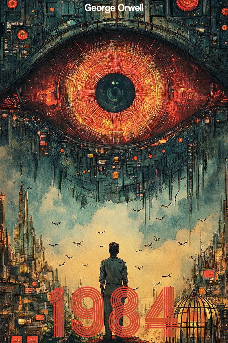 ibexdream's tweet photo. @deepseek_ai @grok @OpenAI 👁️ 1984, as seen by Grok 👁️

#Grok #AiArt #1984 #Orwell #AIArt #BigBrother #Dystopia #MachineCreativity https://t.co/0VbLJqzAIm