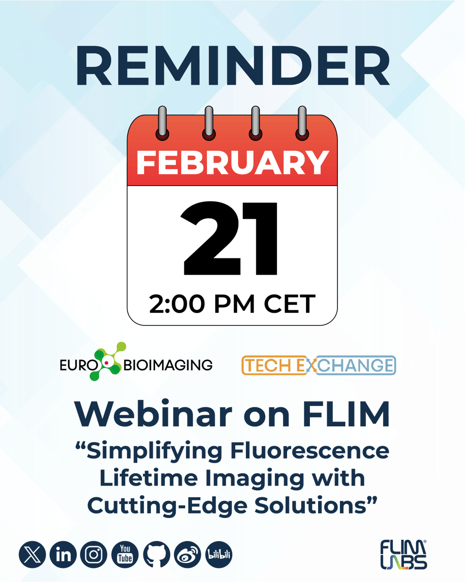 FlimLabs's tweet photo. 📅 Set a reminder! February 21st 2pm CET
We’ll be live at the @EuroBioImaging #TechExchange free webinar, showcasing our cutting-edge technology for #fluorescencelifetime analysis.
We’re counting on you—don’t miss it! Join us and sign up now!
🔗 https://t.co/RyMcn4wy5i https://t.co/IMLwqcP0US