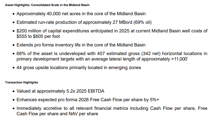 $FANG and Double Eagle IV confirm plans to merge. $3 B in cash and 6.9 mm shares; $4.1 B EV. April 1 close. New development JV  with DE  to accelerate "lower quality acreage" with no capex to $FANG ("carry" by DE value TBD?)

PR: diamondbackenergy.com/node/16671/pdf

Presentation: