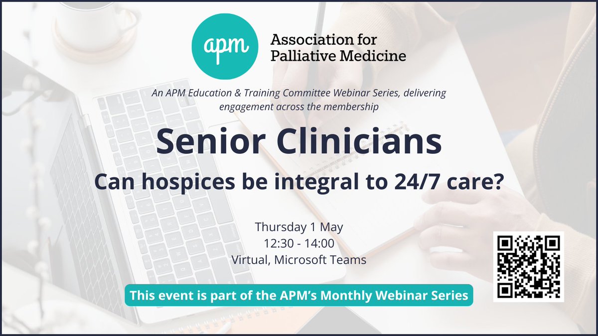 Senior Clinicians – Can hospices be integral to 24/7 care?
🗓️ 1 May 2025
⏰ 12:30 - 14:00
👤Dr Hannah Zacharias
🎟️apmonline.org/events/859/