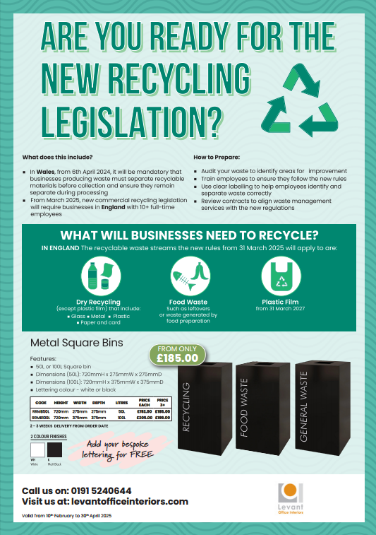 LevantInteriors's tweet photo. ♻️Are you ready?♻️

New recycling legislation comes into force in England next month.

Help Levant get your office ready to comply

#LevantOfficeInteriors #OfficeFurniture #OfficeDesign #OfficeInteriors https://t.co/PzQ2B1UwSi