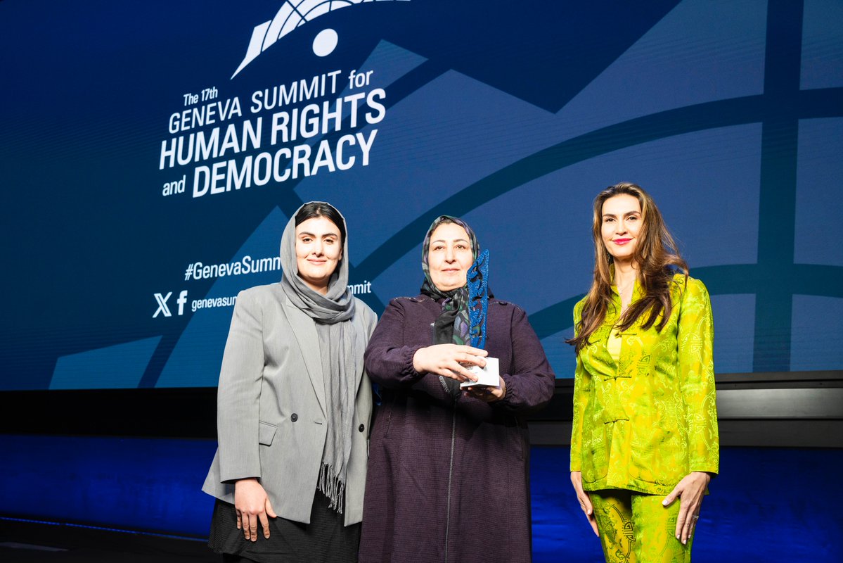 The Geneva Summit for Human Rights and Democracy (@genevasummit) on Twitter photo "We will always fight because Afghan women make up half of our nation, and we demand a future where women are not merely survivors but leaders, where girls can walk into classrooms without fear, where no one is forced into silence because of their gender."
—<a href="/MassoudaJalal/">Dr Massouda Jalal</a> at "We will always fight because Afghan women make up half of our nation, and we demand a future where women are not merely survivors but leaders, where girls can walk into classrooms without fear, where no one is forced into silence because of their gender."
—<a href="/MassoudaJalal/">Dr Massouda Jalal</a> at