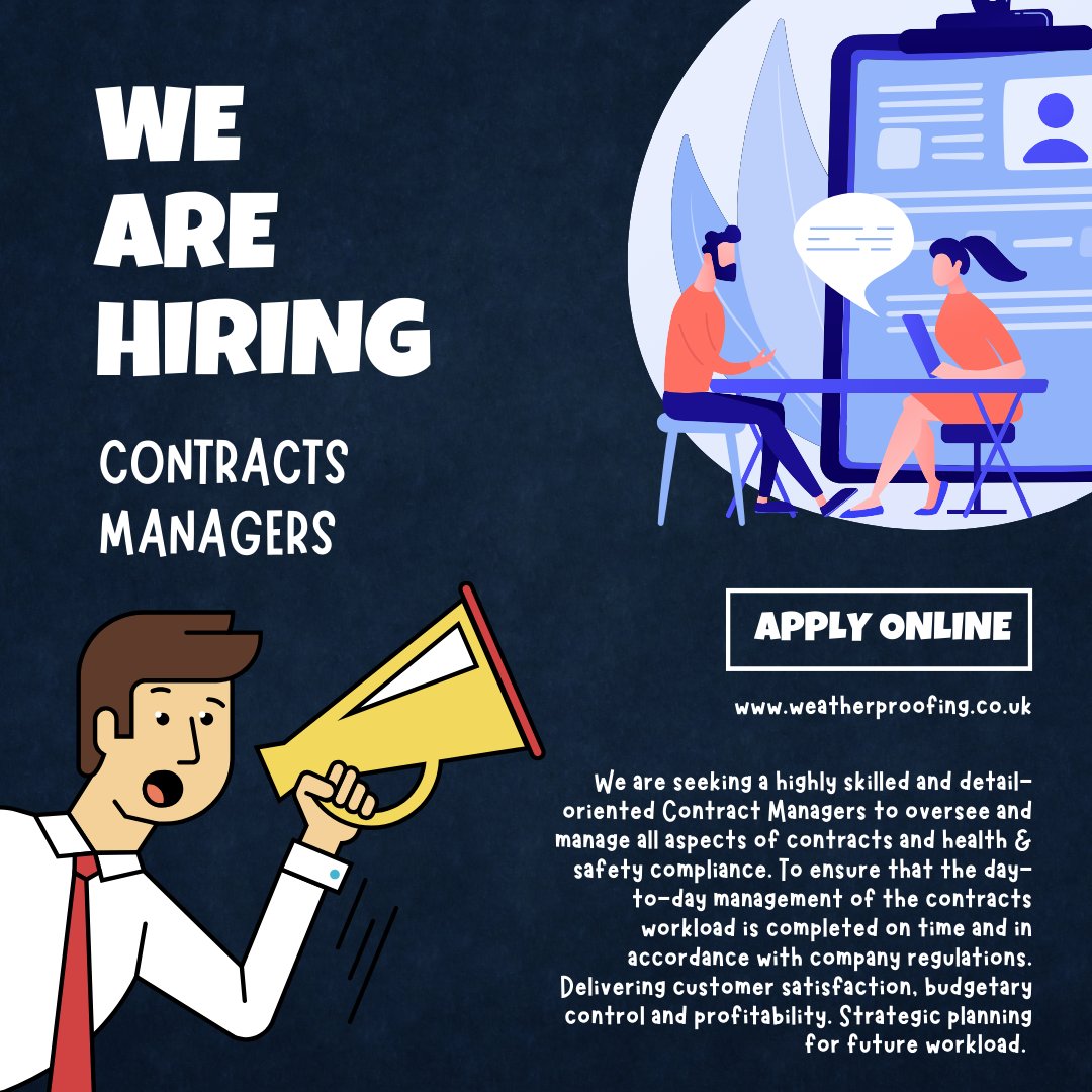 🌟 We Are Hiring: Contracts Managers 🌟

📍Merseyside
📍Bristol
📍London

To join a fast-moving, progressive company please apply online via our website or contact HR at hr@weatherproofing.co.uk

All applications will be dealt with in the strictest of confidence.