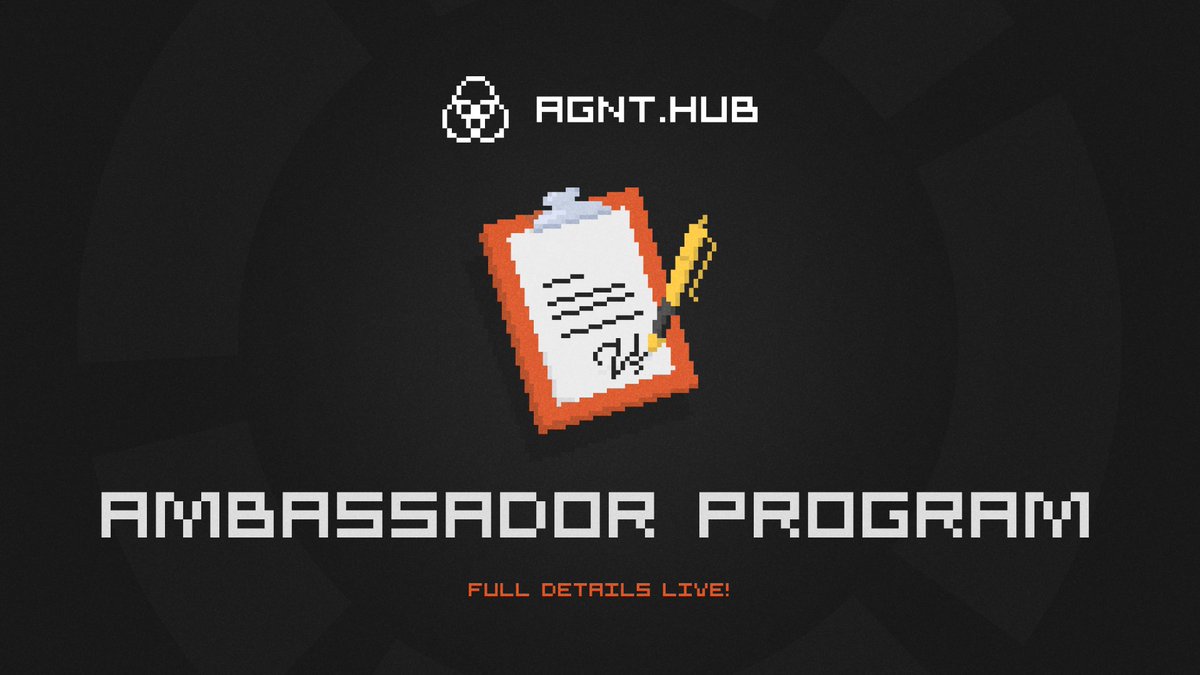 AGNT.Hub Ambassador Program – Full Details Live! 

The degen energy is real, and we’re taking it to the next level. 

We just dropped a Medium article with everything you need to know about becoming an AGNT.Hub Ambassador – perks, responsibilities, and how to join.   

⚠️