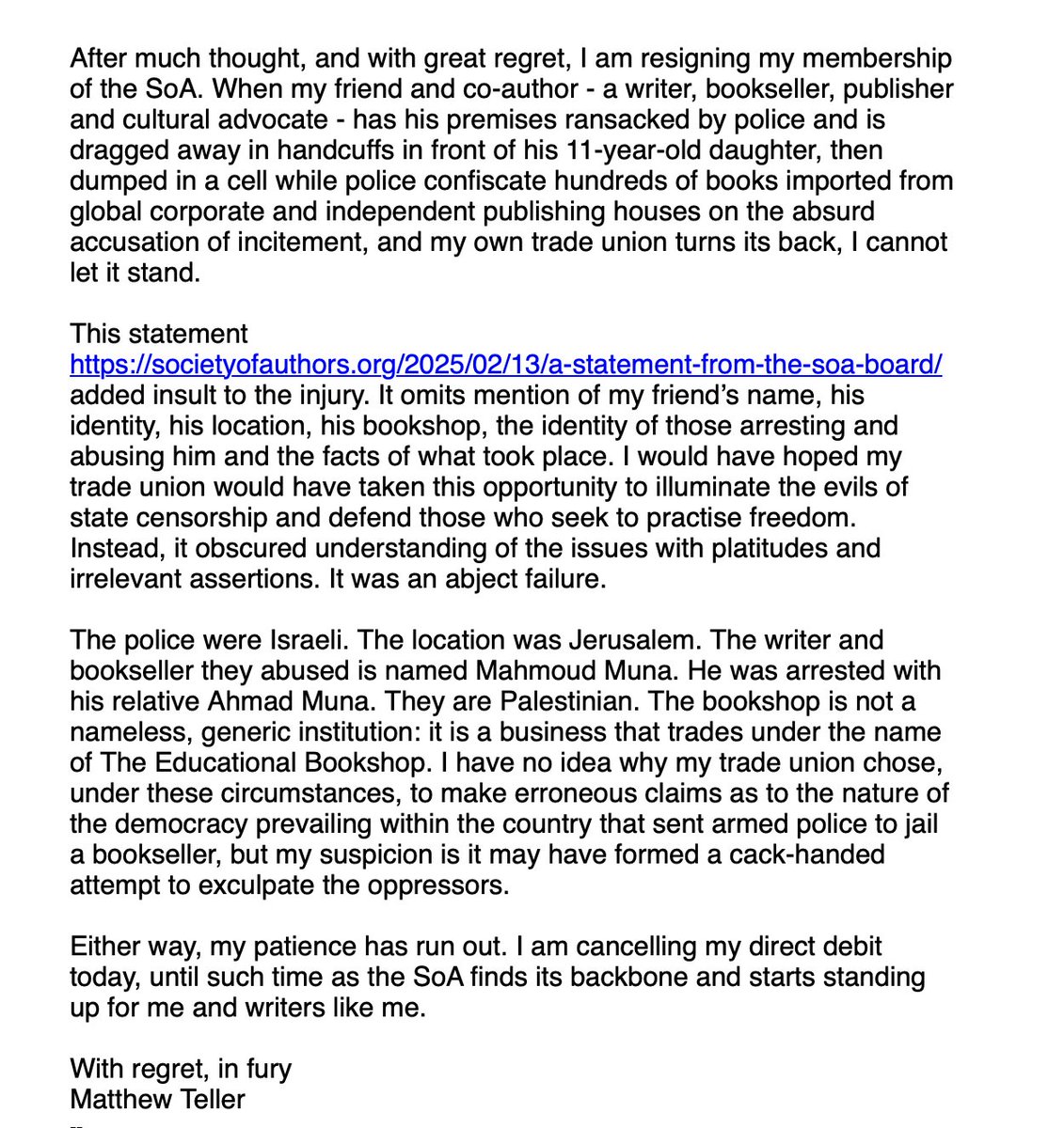 I've resigned from the UK Society of Authors