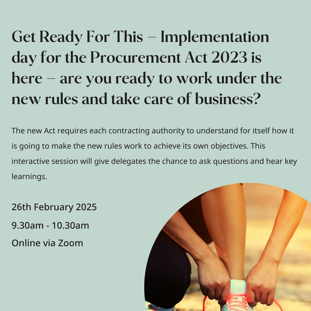 📢 The NPPS was laid in Parliament on 13 Feb 2025, effective 24 Feb with the Procurement Act 2023.

Our final interactive Procurement Act session couldn’t be more timely! Book your place here ~ ow.ly/xo2g50UOw77 

#ProcurementAct #ProcurementProfessional #ProcurementLaw