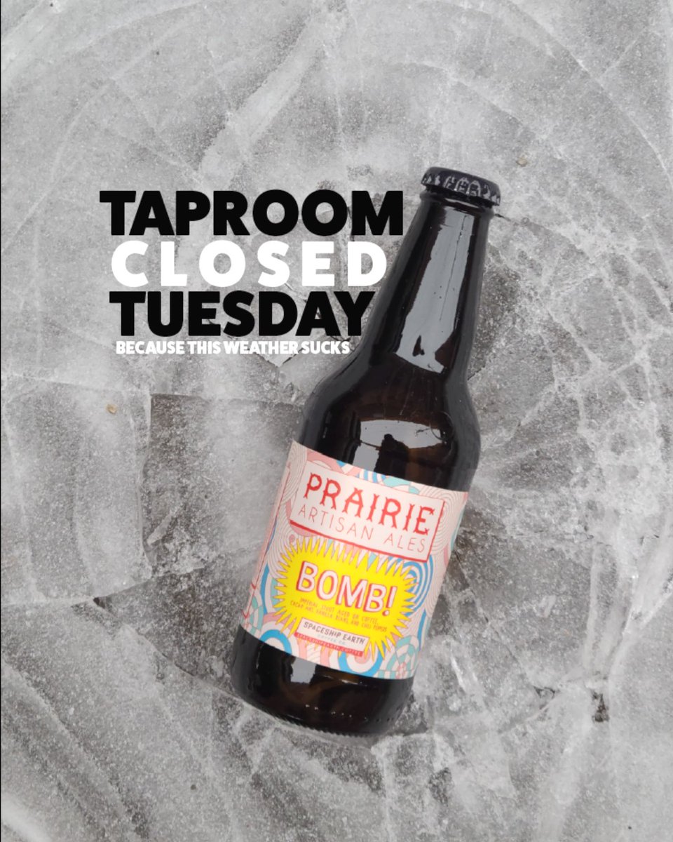 We're closing today -- HOPEFULLY we'll see y'all tomorrow. But check back here before you come just in case.

HOPE Y'ALL STOCKED UP AND GOT THE ESSENTIALS:
  ✅ Milk and Bread
  ✅ Doritos
  ✅ Firewood and Ammunition
  ✅ Prairie Beer 
  ✅ 'Point Break' (1991) on Blu-Ray.