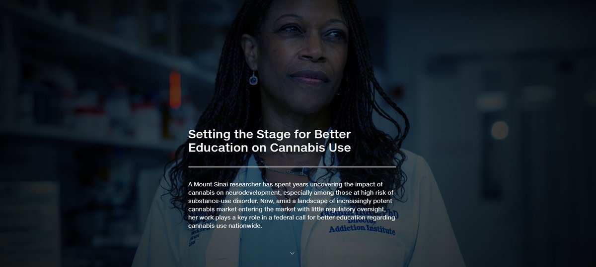 Dr. Yasmin Hurd's research focuses on the impact of cannabis on neurodevelopment, especially among those at risk of substance use disorder. Now, w/ increasing potency &amp; little regulatory oversight, her work plays a key role in a call for better education. reports.mountsinai.org/article/psych2…