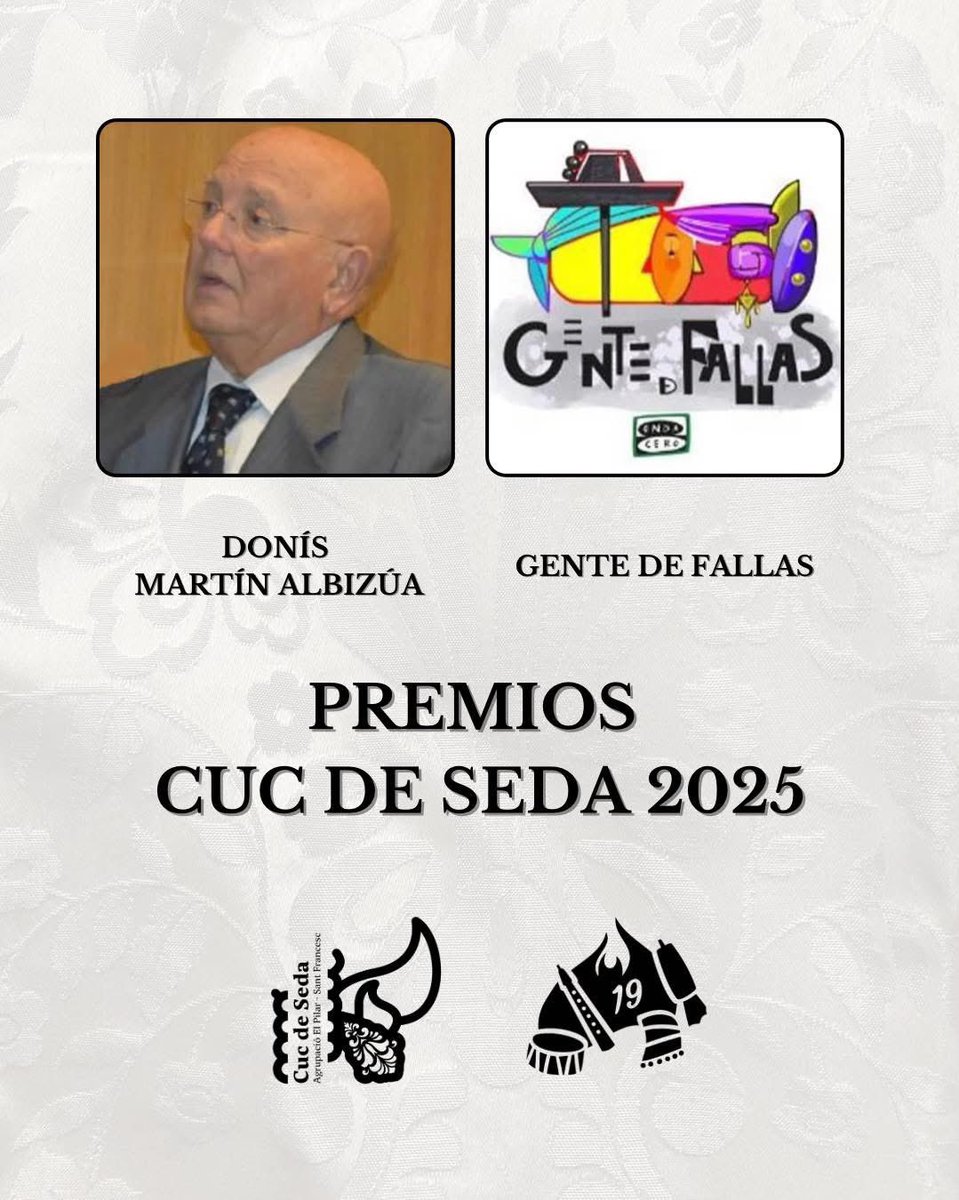 Pilar_SFrancesc's tweet image. 𝐏𝐑𝐄𝐌𝐈𝐒 𝐂𝐔𝐂 𝐃𝐄 𝐒𝐄𝐃𝐀 🔥🐛

En una semana entregarem els premis cuc de seda a Donís Martín Albizúa i a @GenteDeFallas 👏🏼 

Vos esperem en una vesprada molt emocionant per a l'Agrupació i els nostres premiats 😊🤍 

#AEPSF25 #AEPSF #CucdeSeda #CucdeSeda25 #Falles25