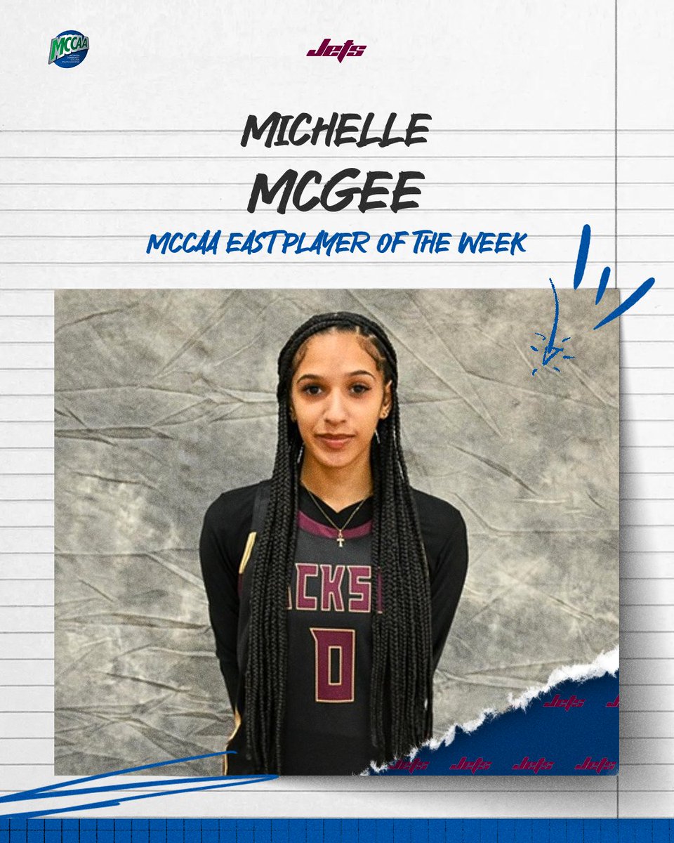 Taking Over 👀

<a href="/jcwomenshoops/">Jackson College WBB</a> sophomore guard Michelle McGee took over last week, leading the Jets to two wins (including a Top 15 victory) to earn MCCAA East Player of the Week honors!

Weekly Averages
28.5 PPG, 4.0 RPG, 3.5 APG and 3.5 SPG
47.6% FG, 45.8% 3P