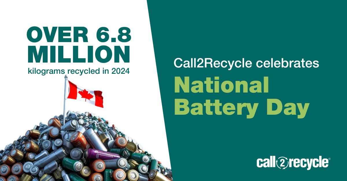 🌍Another record-breaking year for battery recycling! In 2024, thanks to our partners and all Canadians, Call2Recycle has recycled over 6.8 million kg of batteries across Canada.💚Together, we are making a real difference! #Sustainability #BatteryRecycling bit.ly/4b7DUVj