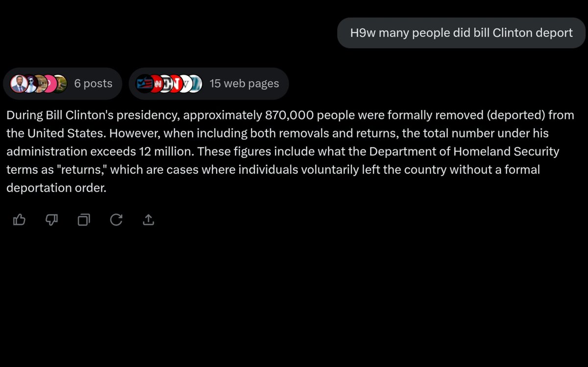 RealNotFiction's tweet image. Why didn't I ever hear a single dem talk about the 877,000 deported or the 377,000 federal employees fired under Bill Clinton? #border #deported
