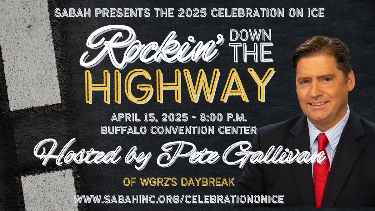 We're thrilled to announce that Pete Gallivan, co-host of WGRZ-TV's Daybreak, will once again host SABAH's Celebration on Ice! Join us for "Rockin' Down the Highway," a video premiere, showcasing the incredible adaptive ice skating routines of individuals in our community facing