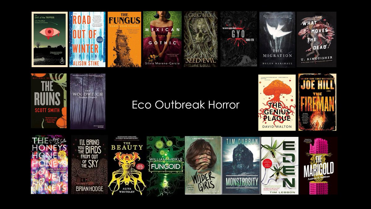 At some point the third rock from the sun is going to shake us off like fleas on a dog.

Here's some Eco Horror to add to your TBR:

The Fireman- Joe Hill <a href="/joe_hill/">Joe Hill</a> 
The Migration - Helen Marshall <a href="/manuscriptgal/">Helen Marshall</a> 
Gyo – Junji Ito
The Day of the Triffids - John Wyndham
The Fungus -