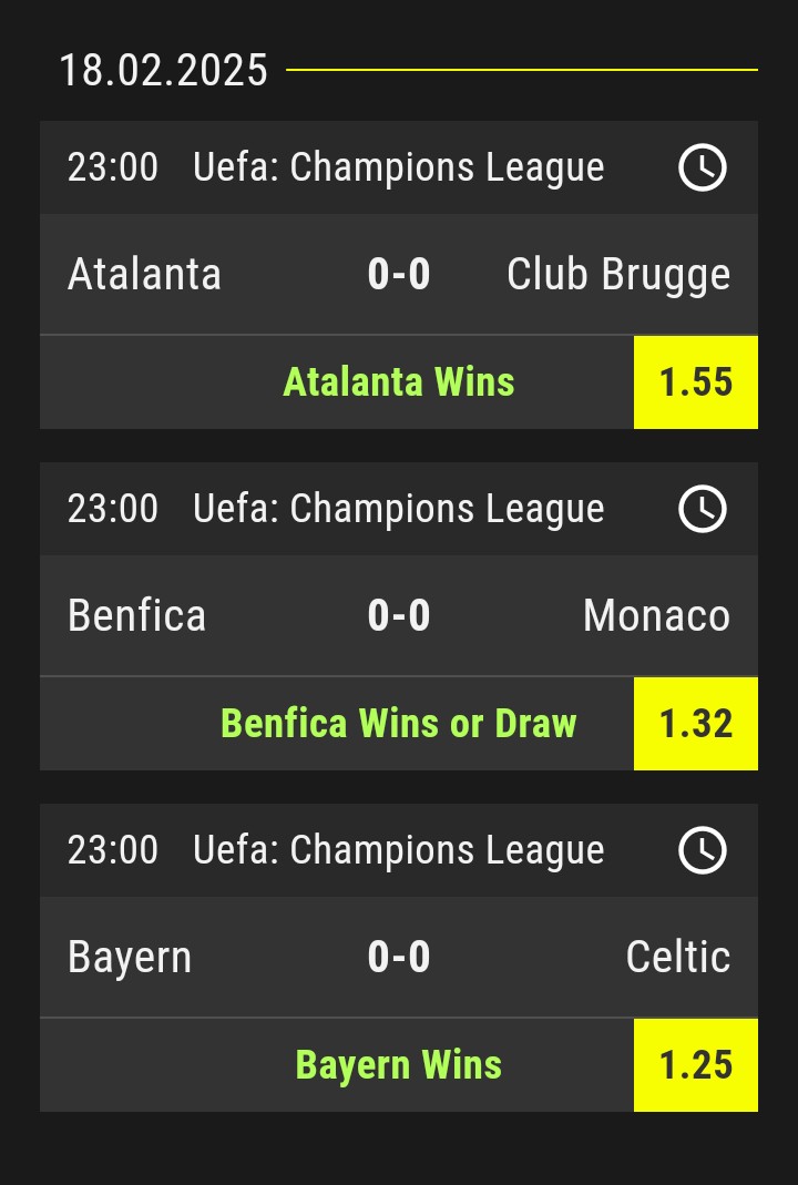 Today's 2.0+ sure bet selections 💯