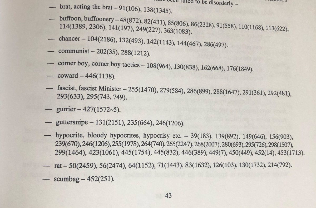 A reminder of some of things you can’t call people in Dáil Éireann: a brat, a chancer, a communist, a corner boy, a fascist, a gurrier, a guttersnipe, a rat, and a scumbag.