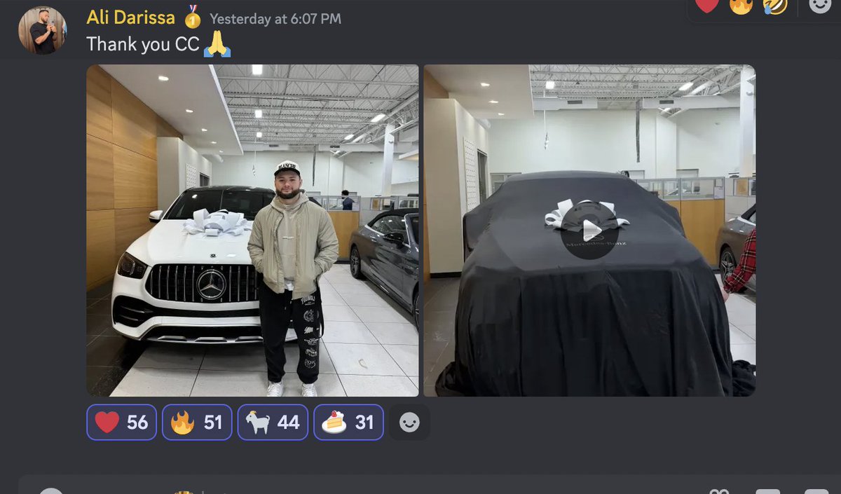 Whether it's getting their first 100 sales or buying a new fucking benz...

Nothing makes me happier than seeing our CC community members inspire others to do the same 😭

THIS WHAT ITS ALL ABOUT 🙏