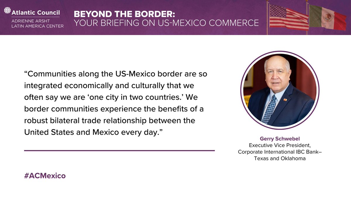 ACLatAm's tweet image. Beyond the Border | Gerry Schewebel @ibc_bank comments on communities along the US-Mexico border. #ACMexico Subscribe and read the full newsletter here: atlanticcouncil.org/blogs/beyond-t…