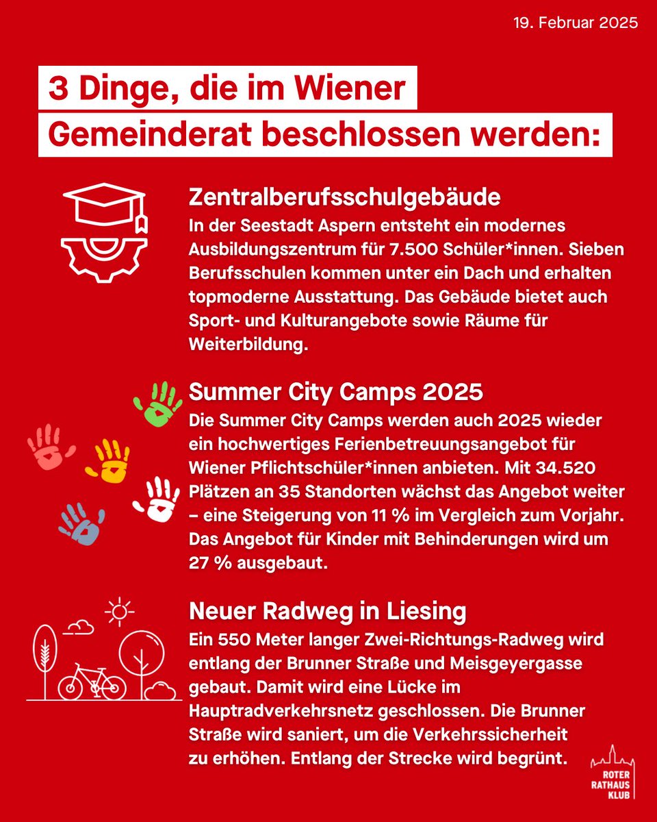 spwrathausklub's tweet photo. 📢 Wichtige Beschlüsse für Wiens Zukunft! 🚀
Am 19. Februar 2025 beschließen wir im Wiener Gemeinderat wegweisende Projekte für noch mehr Lebensqualität!
Wir in Wien investieren in Bildung, Kinderbetreuung und nachhaltige Mobilität! #wien #rathausklub #spoe #wienliebe #wiengr https://t.co/gMlEYbGPDU