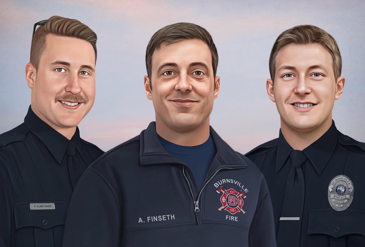 LakevillePD_MN's tweet photo. Today, we take a moment to honor and remember Burnsville Police Officers Paul Elmstrand and Matthew Ruge, and Firefighter/Paramedic Adam Finseth.
They may be gone, but they will never be forgotten. Heroes live forever. https://t.co/pqSFtbazAx