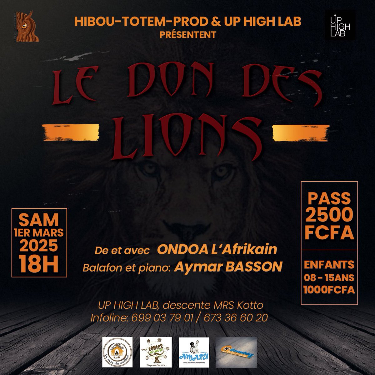 Une soirée dédiée au Conte 🌌🧌🐉

Certains contes sont véhiculés depuis des générations. Il s’agit là d’un prodigieux outil d'intercommunication entre adultes et enfants. 

Le spectacle “Le Don Des Lions” sera accompagné au Balafon et au piano, ra-conté par Ondoa l’Afrikain 🌟