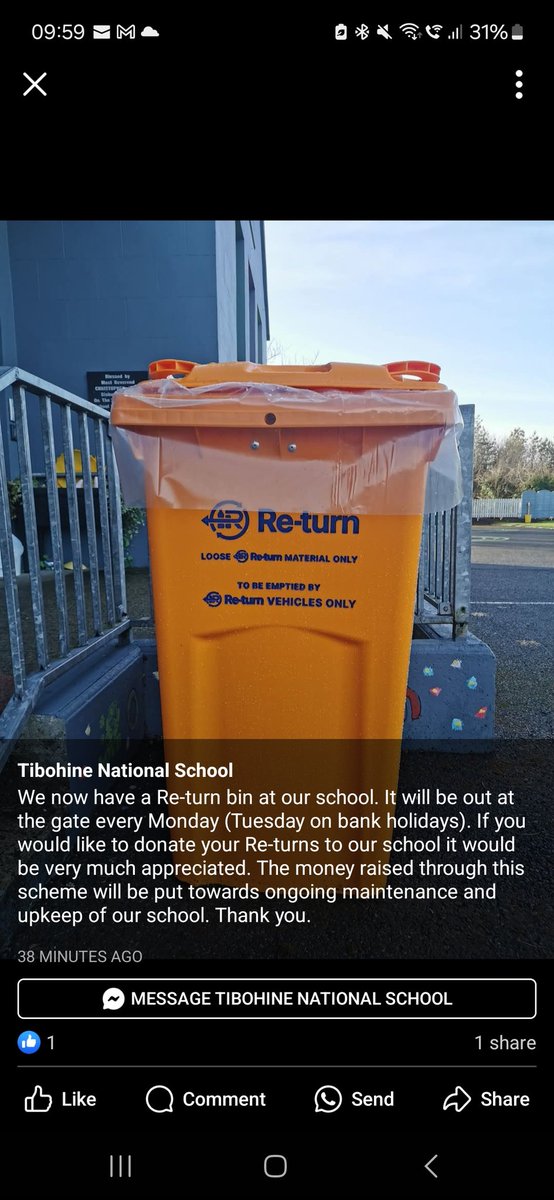 Tibohine National School Parents Association. (@tibohinens) on Twitter photo Any local businesses or local residents that wish to contribute in a small way to our lovely little school we are collecting re-turn cans and bottles every Monday. Drop off point at the school gates. F45A892. Proceeds for ongoing maintenance <a href="/BealachanDoirin/">Ballaghaderreen</a> <a href="/FRoscommon/">Frenchpark, Co.Roscommon</a> Any local businesses or local residents that wish to contribute in a small way to our lovely little school we are collecting re-turn cans and bottles every Monday. Drop off point at the school gates. F45A892. Proceeds for ongoing maintenance <a href="/BealachanDoirin/">Ballaghaderreen</a> <a href="/FRoscommon/">Frenchpark, Co.Roscommon</a>