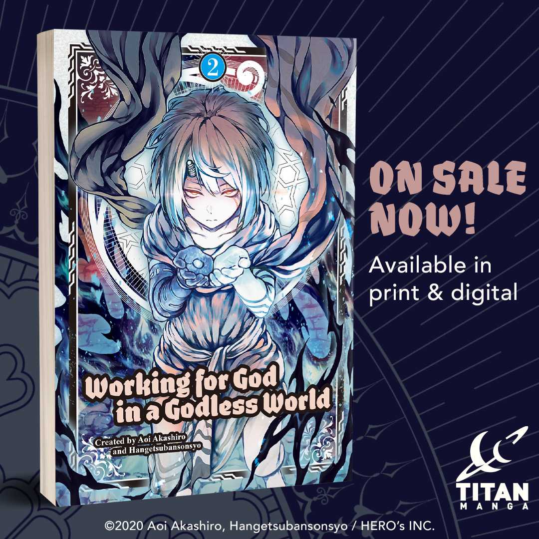 TitanMangaHQ's tweet photo. Working For God in a Godless World Vol. 2 – on sale NOW!
(W) Aoi Akashiro
(A) Sonsho Hangetsuban

Return to the mystical realm, as seen in the acclaimed Crunchyroll anime, as Yukito and Mitma face a painful betrayal!
#WorkingForGodInAGodlessWorld #crunchyroll https://t.co/hhxa5teChn