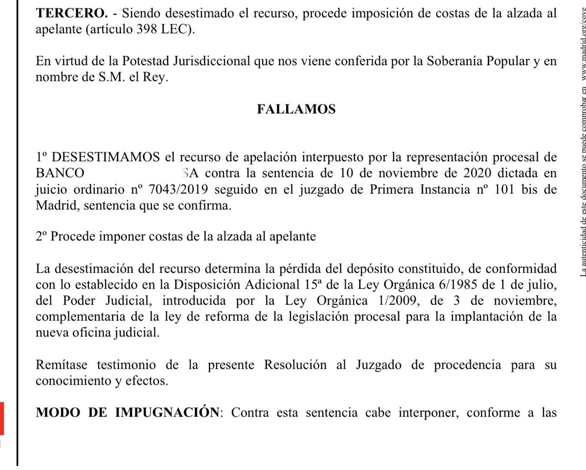 FernandoJGavin's tweet photo. La Audiencia Provincial confirma la nulidad del clausulado multidivisa de una hipoteca.
Nuestro cliente, socio de @asufin_ :
🔹 Sufrió una elevación de su deuda de 70.765,06 €; y
💰 Pagó 19.887,54 € de más en sus cuotas
#CláusulasAbusivas #Multidivisa #multidivisas https://t.co/UdUUeDoFWN