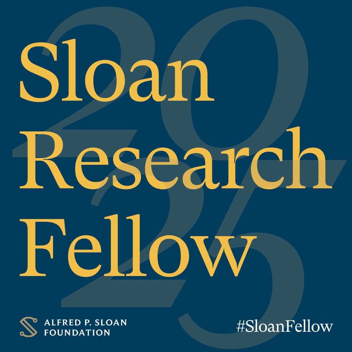 I am extremely honoured to have been awarded a 2025 Sloan Fellowship. A huge thank you to the Sloan foundation for their support and to my mentors for getting me here.