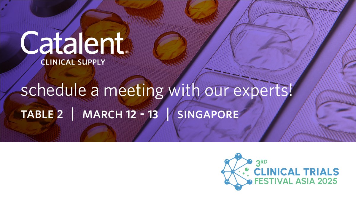 Catalent_'s tweet image. Join us at the 3rd #ClinicalTrialsFestivalAsia next month!

Come find us at booth #2, where our team is eager to share how our adaptable, full-service clinical supply solutions can propel your research forward!

Book a meeting: ow.ly/YPqi50V1XF0

#CellGeneTherapy #Vaccines