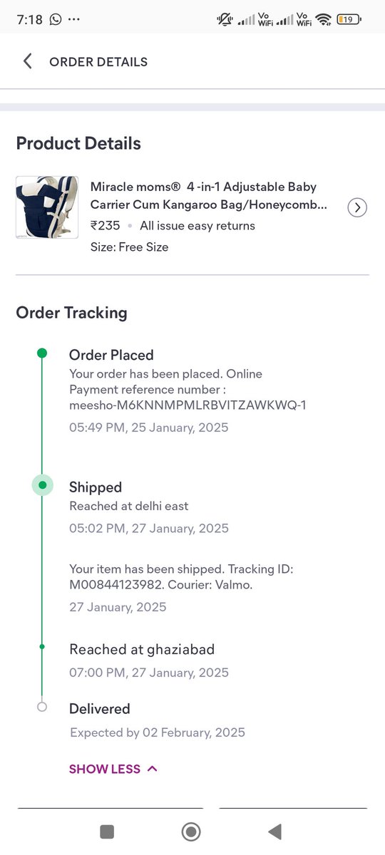 Call2Rizwan's tweet photo. @meesho_support I don't know how the @Meesho_Official  @meesho_support internal communication goes, but this totally absurd, Order is sent back to the merchant on 14th Feb but it isn't showing cancelled yet and no refund is initiated yet

I would rather pay 100+ on Amazon to buy the same product https://t.co/GGP6soEahL