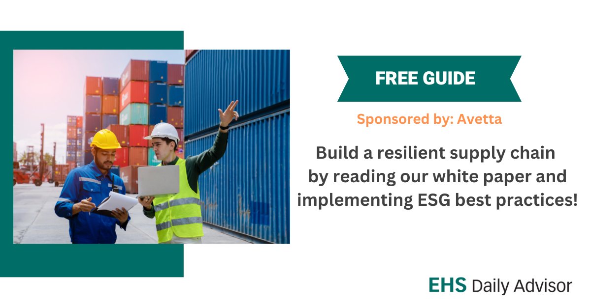 Incorporating #ESG into the supply chain is no longer optional but rather a business imperative. In an increasingly ESG conscious world, companies that prioritize these efforts will be better
positioned to succeed and thrive: bit.ly/40ZXBuO Sponsored by: <a href="/AvettaNews/">Avetta</a> #EHS