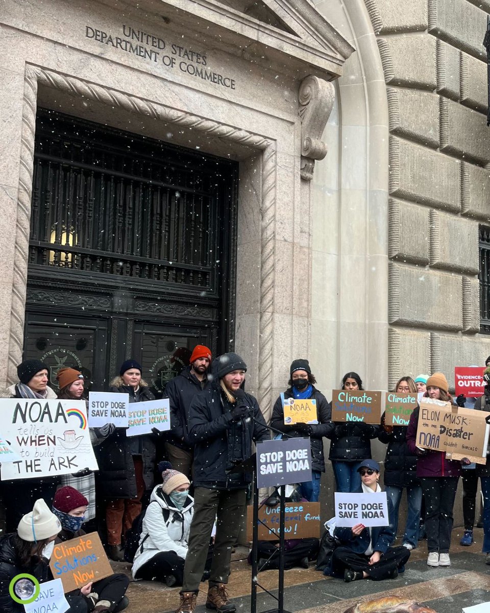 The Trump Administration is gutting NOAA—not for the public good, but to protect polluters. We joined 12 members of Congress outside the Dept. of Commerce to demand transparency, accountability, &amp; real climate leadership. We refuse to step down. bit.ly/3CRSrYH
