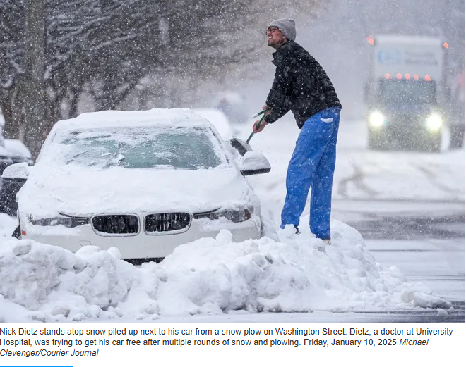 UofLNeurosurg's tweet photo. Dr. Nick Dietz, PGY-5, was featured in the @courierjournal during last month's big snowstorm. With more snow on the way this week, we hope Dr. Dietz won't have to dig his car out again! βοΈπ¨οΈ
#UofLNeurosurgery #Neurosurgery #Snow #DiggingOut #InThePaper @UofL @UofLHealth https://t.co/smaIR53Eac