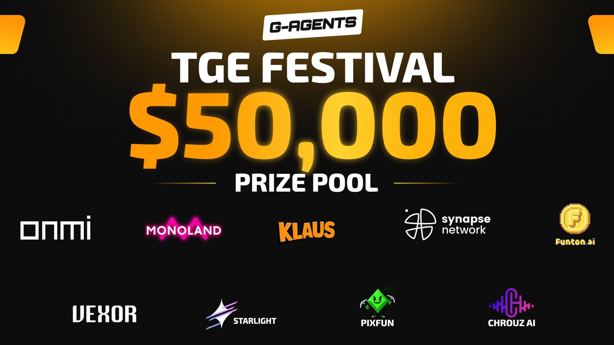 Kicking Off the TGE Festival – Bigger, Better &amp; Packed with Rewards! 

The G-Agents TGE Festival has officially begun, and we’re celebrating with our amazing partners! Get ready for MASS AMAs, thrilling collaborations, and more than $1,000 $GTY raffle giveaway with each partner!