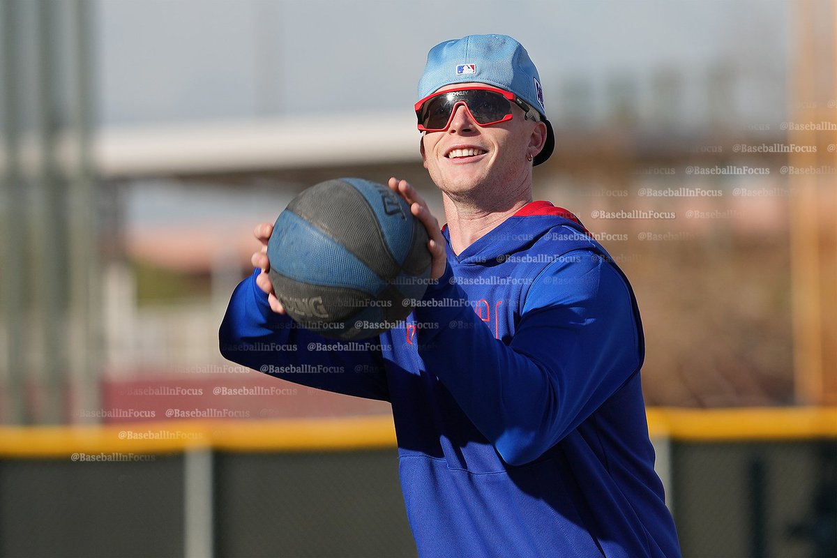 Cubs players shooting hoops before workouts. Dansby sank 6 in a row. Shota only took 1 shot. (Nico dropped the ball into the bucket. Wait, that could mean two things.) PCA doing a variety of craziness.