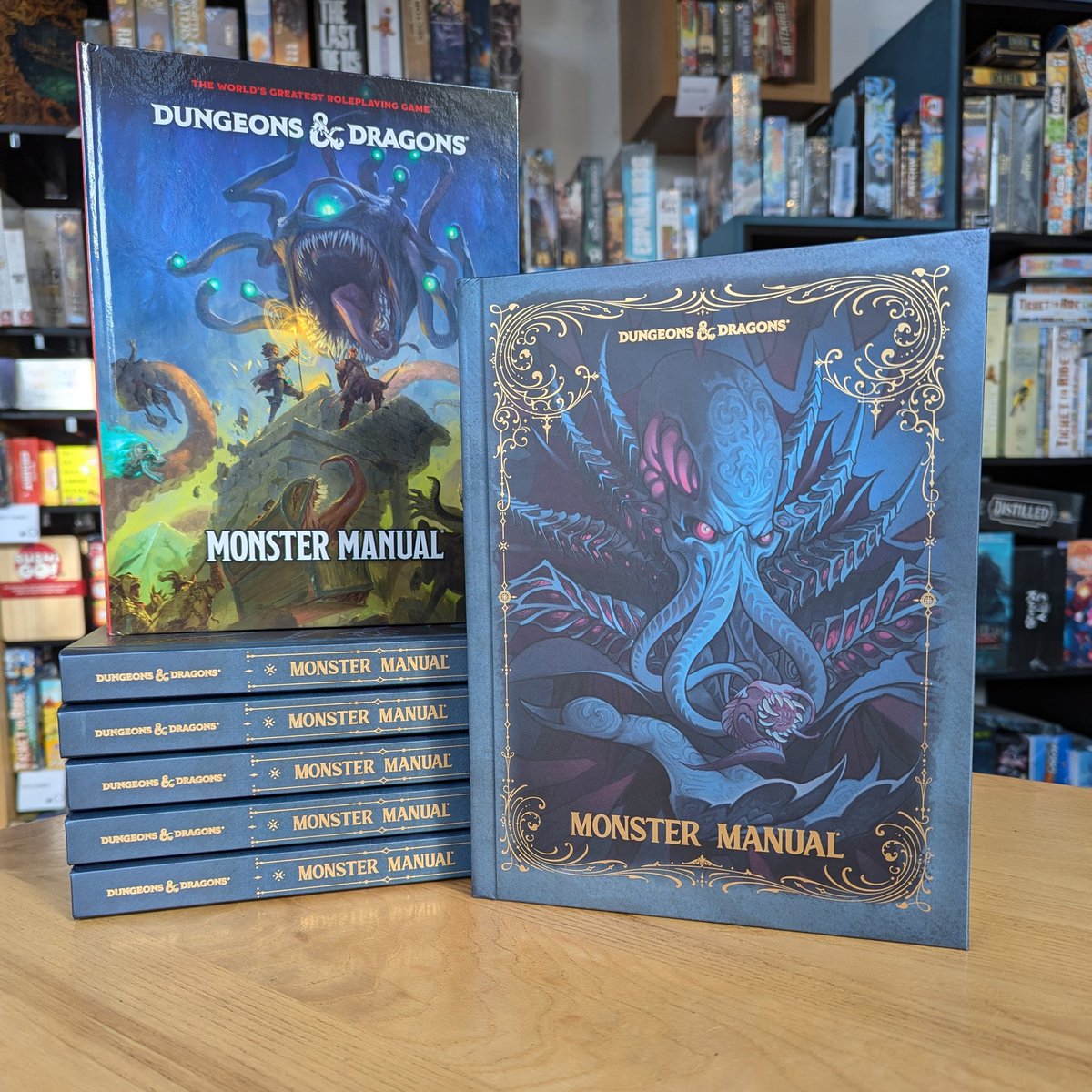 The revised D&amp;D monster manual is unleashed today! 

The new manual contains more monsters than ever. Face off both familiar creatures from D&amp;D 5E and brand new horrors including the arch-hag and  the blob of annihilation! 

Come get yours, we're open until 7pm as usual!