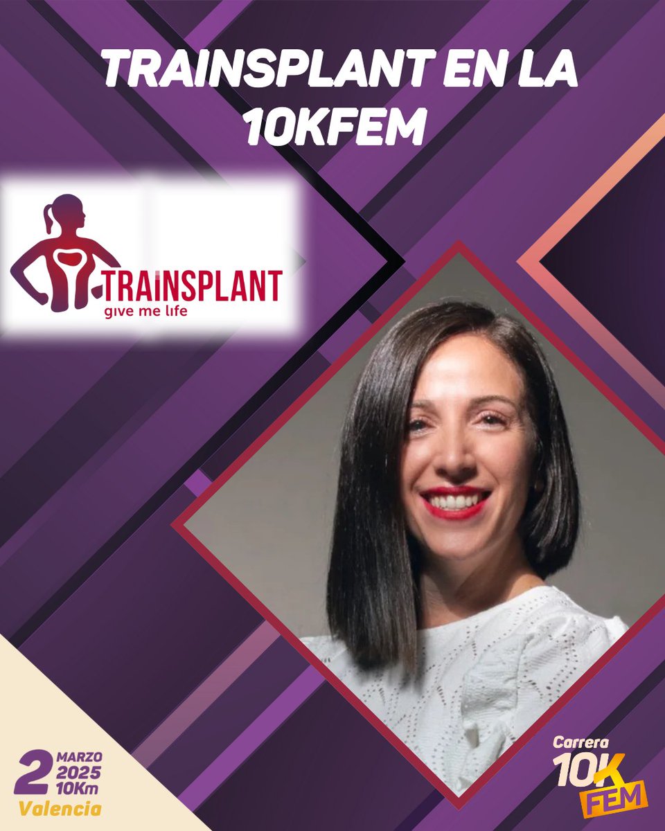 Carrera10KFem's tweet photo. 💜🏃‍♀️ Nos emociona compartir que en esta 11ª edición de la 10KFem participará parte del equipo de @trainsplant. 🏃‍♀️💪

Se trata de una organización especializada en el entrenamiento físico individualizado para personas con trasplante de órgano sólido, médula y enfermedades renales. https://t.co/z8VQQDuGt6