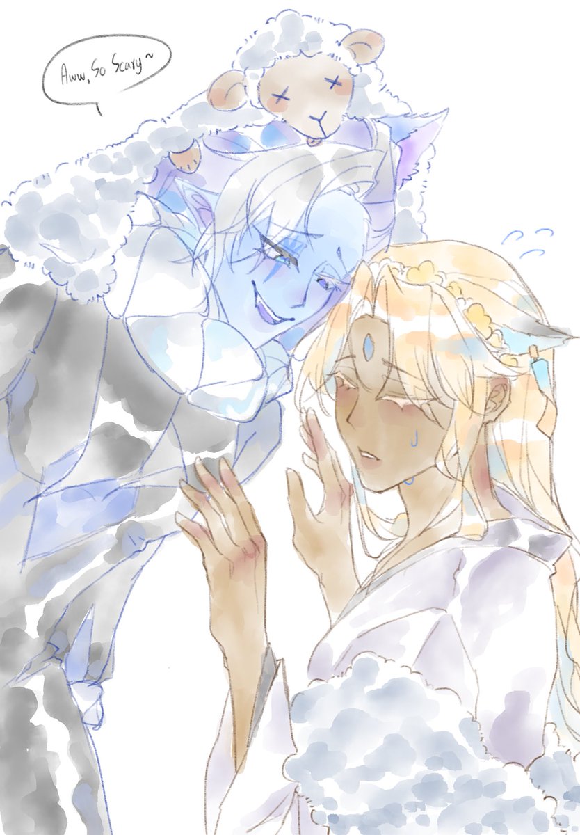 HEY_LOOV's tweet photo. "This little lamb is so scared of the fluffy little fox~~"

#cookierunkingdom #shadowmilkcookie #purevanillacookie #shadowvanilla https://t.co/rKZo0jBNoK