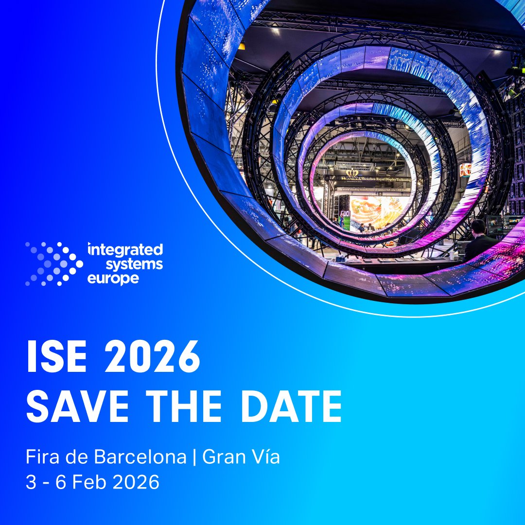 ISE (@ise_show) on Twitter photo The world renowned global AV tech show will return to Fira de Barcelona on 3-6 February🚀 
Save the date:
#ISE2026 | 📍 Fira de Barcelona Gran Vía | 📅 3 - 6 February 2026 The world renowned global AV tech show will return to Fira de Barcelona on 3-6 February🚀 
Save the date:
#ISE2026 | 📍 Fira de Barcelona Gran Vía | 📅 3 - 6 February 2026