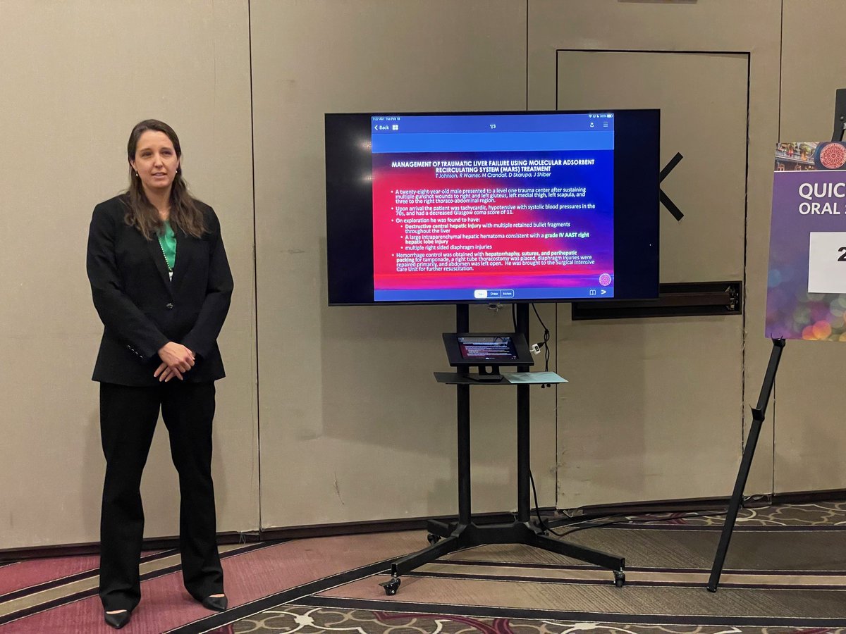 Showcasing <a href="/UFHealthJax/">UF Health Jacksonville</a> Advance Practice Provider, Terri Johnson, presenting at the 2025 Southeastern Surgical Congress today on the Management of Traumatic Liver Failure Using Molecular Absorbent Recirculating System (MARS) in New Orleans, LA. <a href="/UFJaxsurg/">UF Department of Surgery- Jacksonville</a>