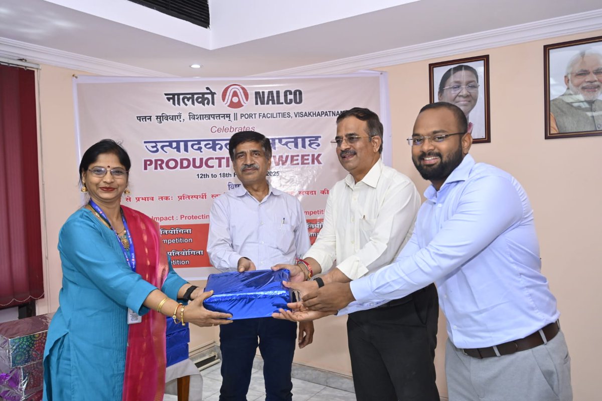NALCO_India's tweet photo. As part of the #ProductivityWeek 2025 celebration, #NALCO’s Port Facilities in Visakhapatnam organized exciting competitions for employees & associates to foster teamwork, #innovation, and a spirit of excellence. @kishanreddybjp @satishdubeyy @MinesMinIndia #aatmanirbharbharat https://t.co/JIlyPzw3NP
