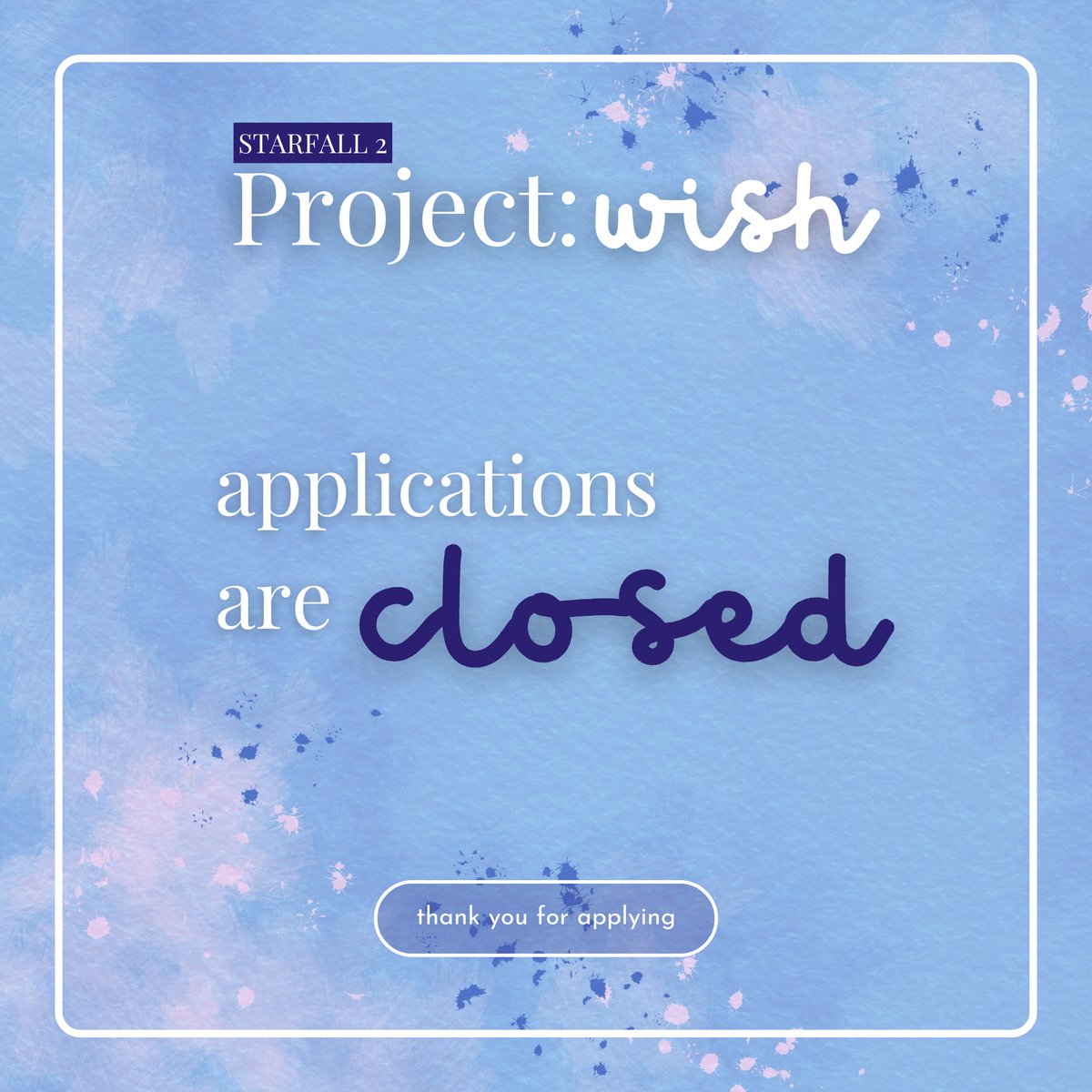 Kestrelia_'s tweet photo. Applications for #ProjectWish Starfall 2 have now concluded ⭐️
Thank you so much to everyone who applied and promoted the audition-period 🥰 The team is super excited to review all these!!
Results will be announced on Monday February 24 ✨ https://t.co/d3eRj2FfEL