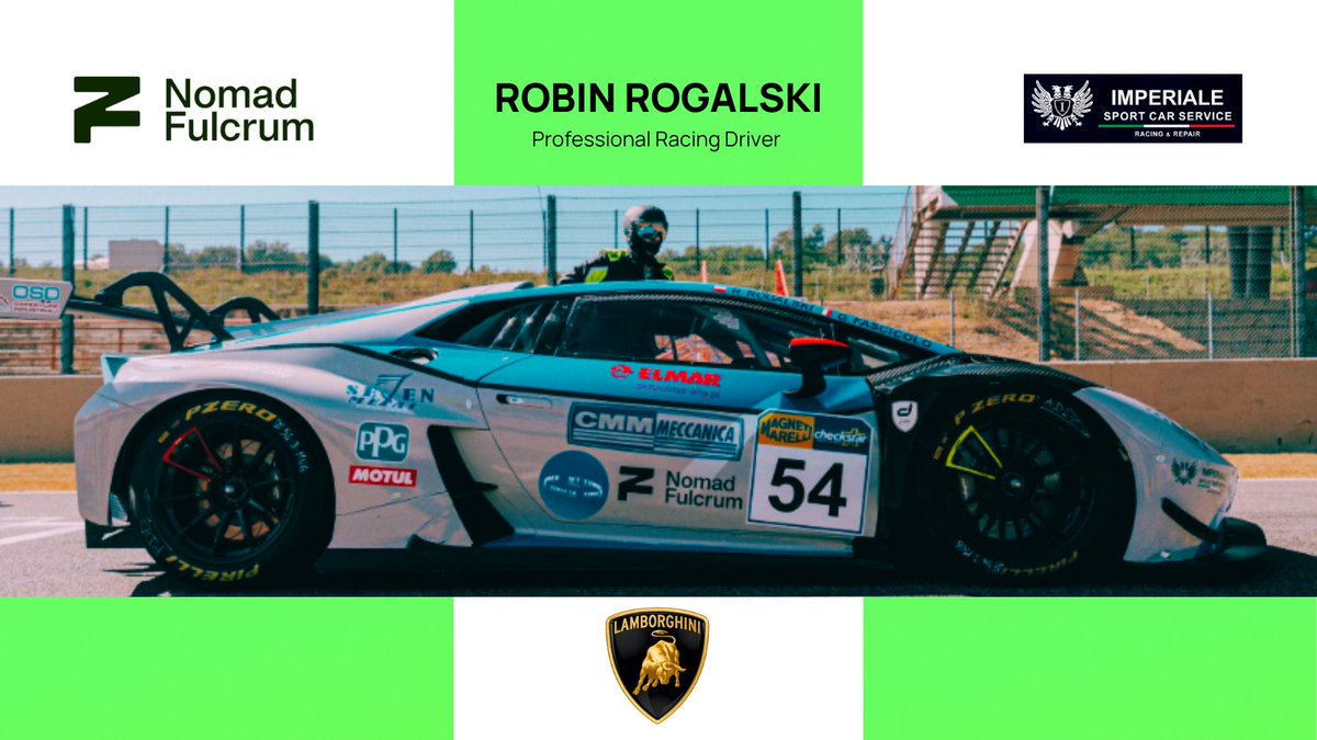 nomadfulcrum's tweet photo. 🏁 Nomad Fulcrum proudly sponsored Racing Driver Robin Rogalski throughout the 2024 Season. Robin represented the @Lamborghini brand alongside @imperialeracing in the Italian GT Championships.

→ We're thrilled to Announce that we'll continue our support for Robin in the 2025 Season. Stay tuned for more details!