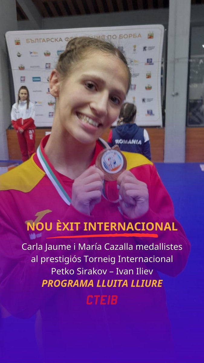 🥈🤼‍♀️ Carla Jaume (53 kg) i 🏅 María Cazalla (50 kg) brillen al Torneig Petko Sirakov – Ivan Iliev 2025 a Bulgària 🇧🇬. Orgull del #CTEIB i de l’#EsportBalear! 💪🔥

📢 El futur de la lluita balear està assegurat! #Lluita #AltRendiment
