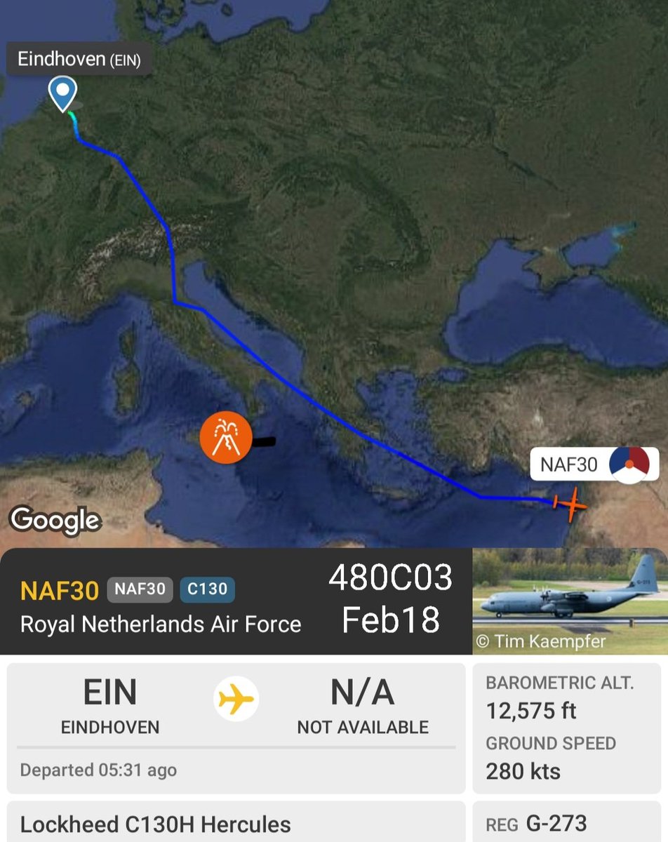 LebanonJets's tweet photo. ATC Audio of Military: #C130 of Royal #Netherlands AirForce Koninklijke Luchtmacht #G273 hex #480C03 as #NAF30 arrived into #Hamat AirBase from #Eindhoven this & sister aircraft #G275 made several trips to Hamat in 2023-2024 https://t.co/AmaTlmqZ8T https://t.co/4YsfDgcqN5