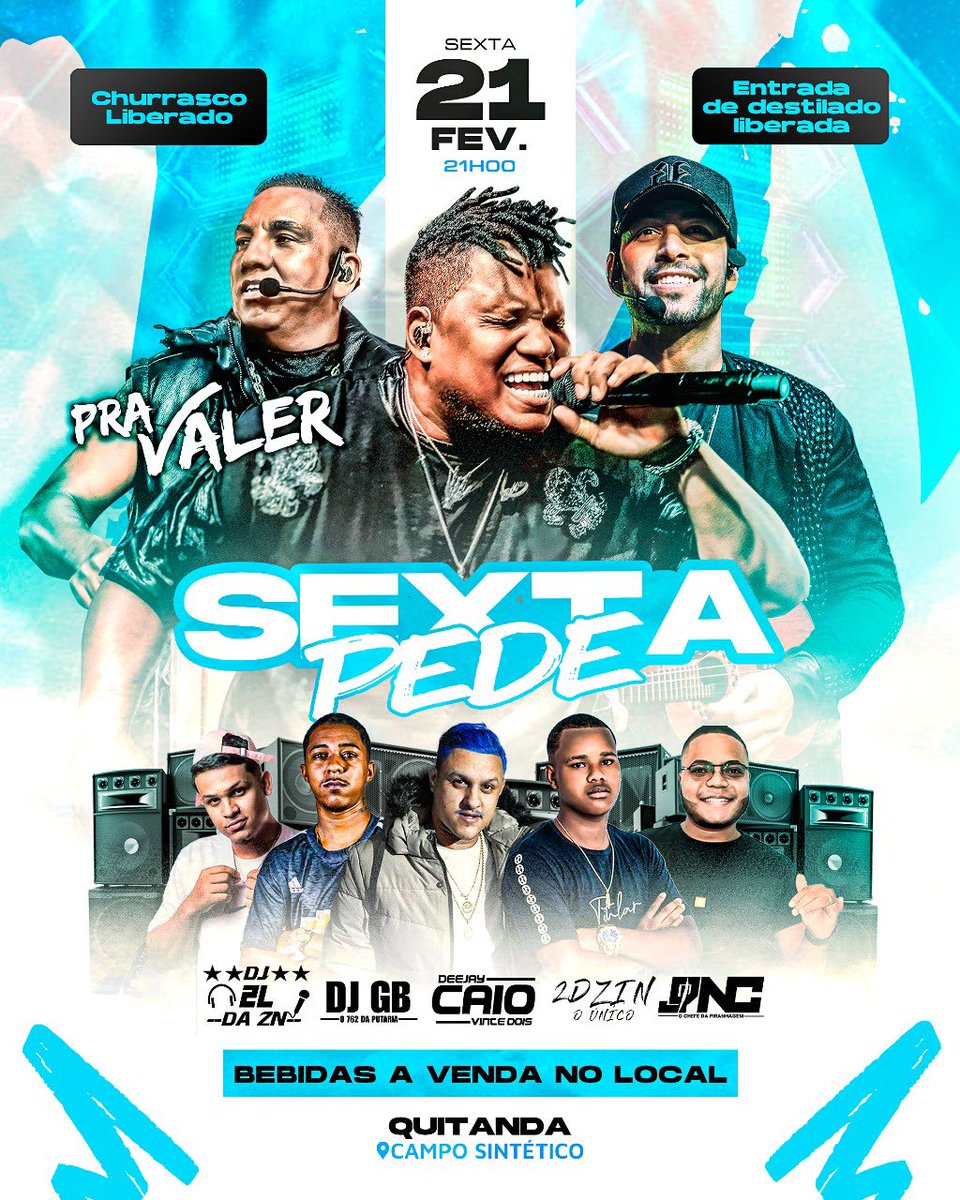Sexta-feira não será a mesma, sexta pede pagode e muita cerveja gelada, temos um encontro marcado no campo do sintético, mega estrutura com grupo pra valer🔥

Entrada de destilado liberada!!!
E o mais importante,
ENTRADA 0800🔥

VALE A PENA LEMBRAR, 

teremos churrasco liberado🤤