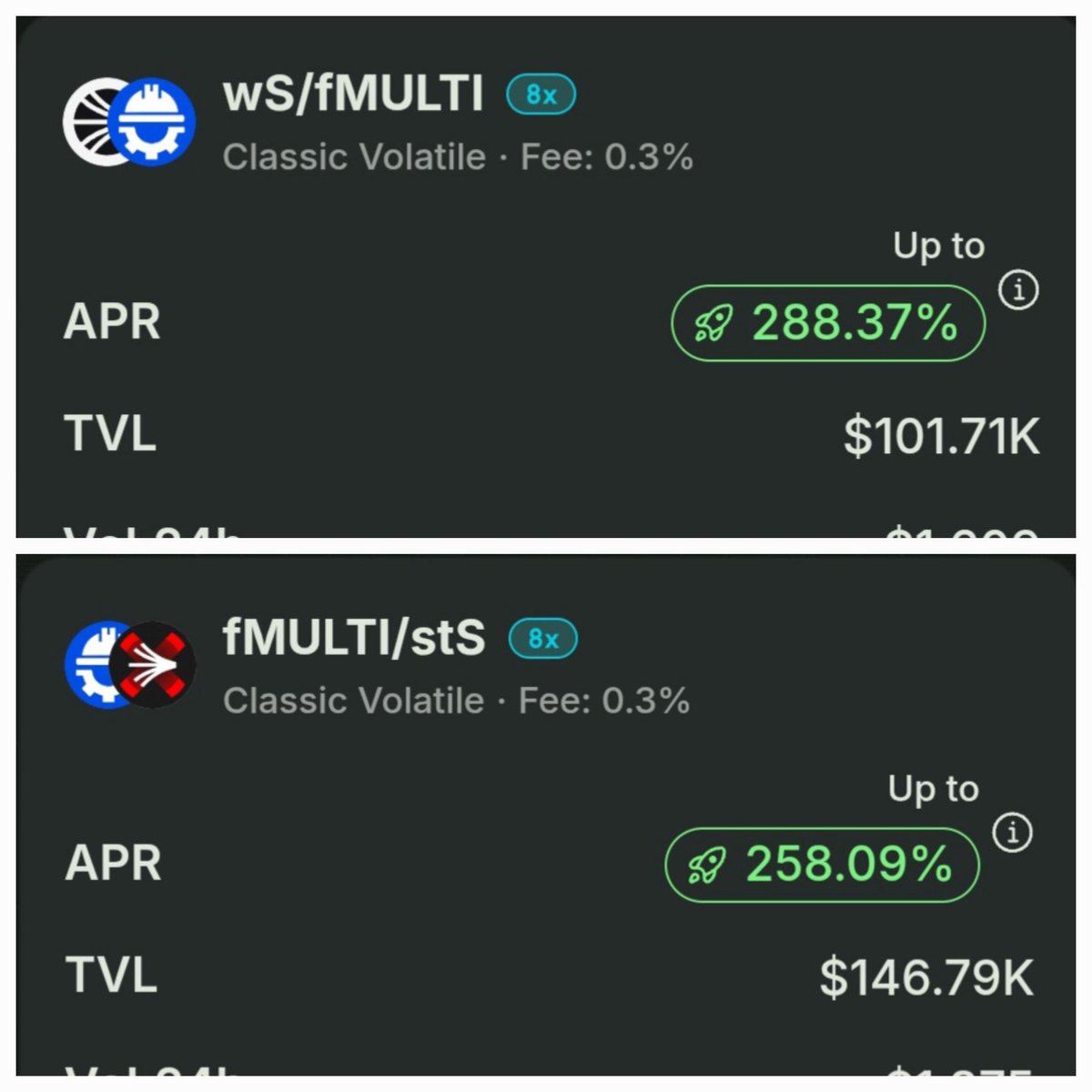 FMultichain's tweet photo. Choose the pool that suits you and stake on @SwapXfi to earn passive income of up to: 288%
fMulti/wS: 288%
fMulti/stS: 258%
#SONIC #fMulti #staking #wS #stS https://t.co/FOpYP83cyX