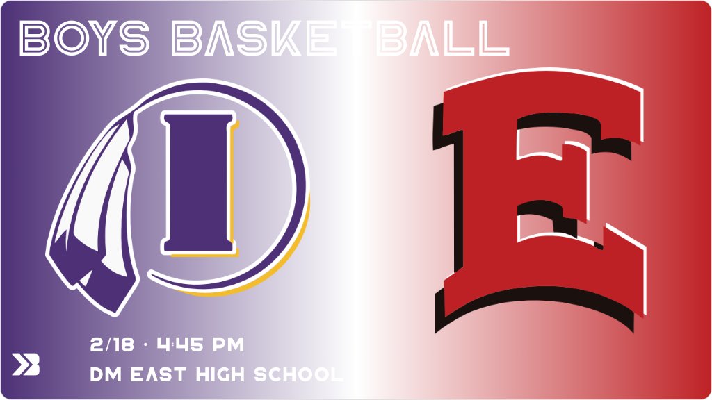 Boys Basketball (JV2) Game Day! - Check out the event preview for the The Des Moines East Scarlets vs the Indianola Indians. It starts at 4:45 PM and is at East High School Sam Powell Court. gobound.com/ia/ihsaa/boysb…