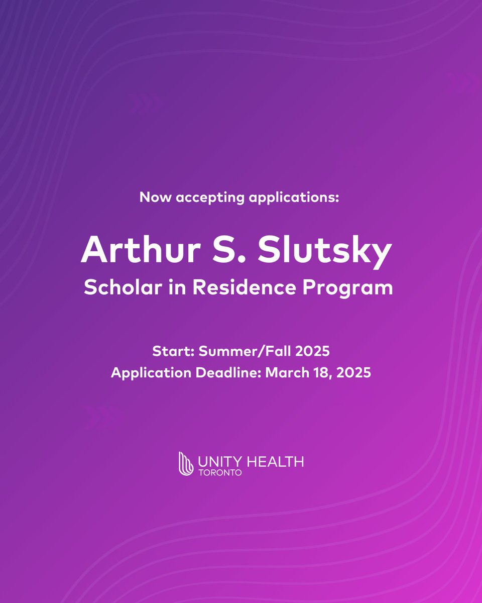 Applications Open: Arthur S. Slutsky Scholar in Residence 2025-26! 
We're seeking a top researcher in infectious disease epidemiology, health equity, or research integrity for a 1-year term (4 months in residence)
Start: Summer/Fall 2025
Apply by March 18👉bit.ly/4b3eesY